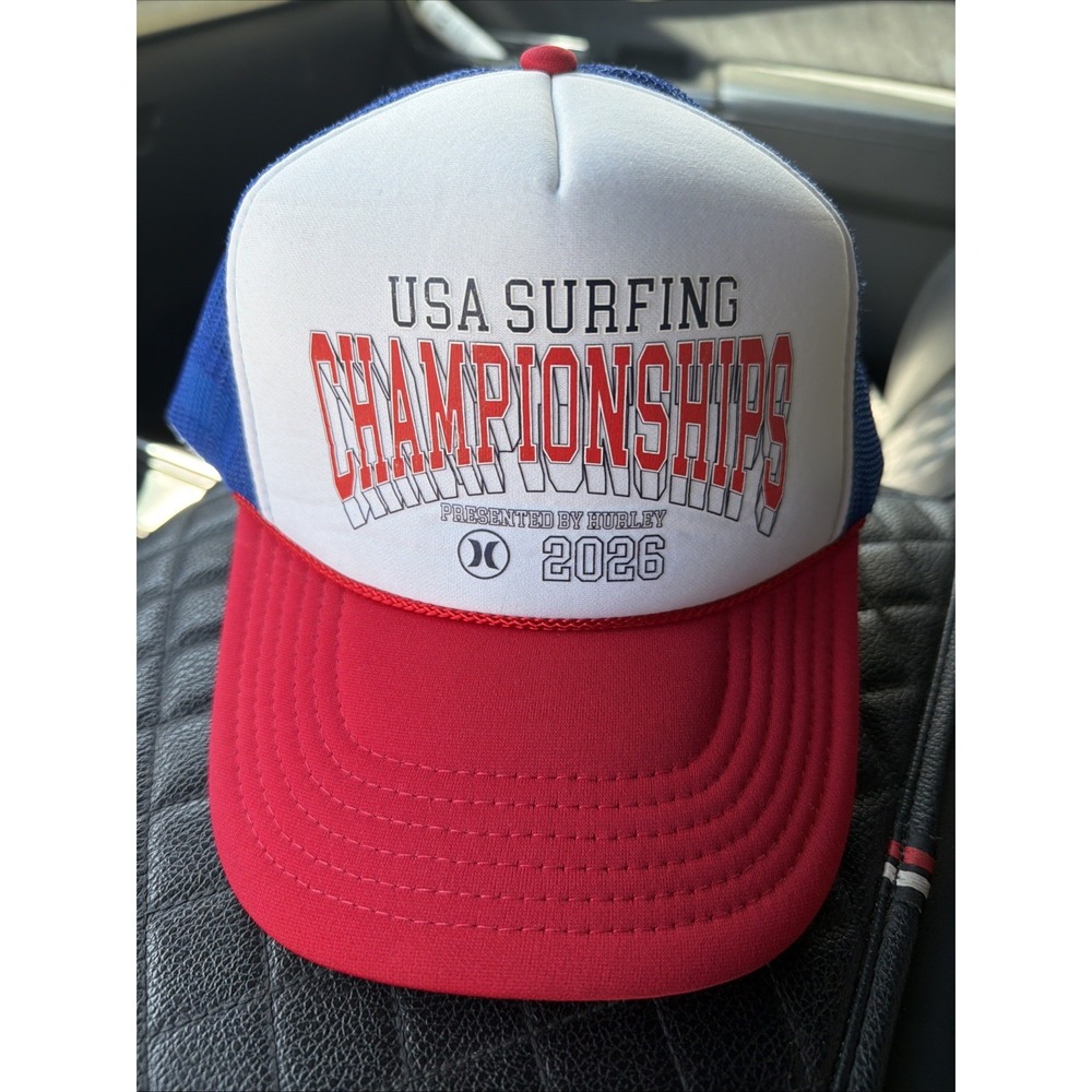 Hurley USA Surfing Championships 2026 America Red White Blue snapback trucker